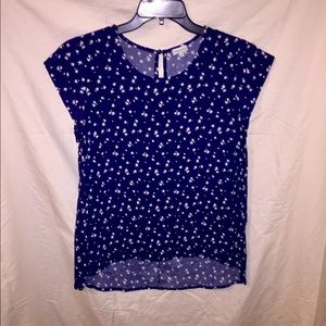 Blue Silky Blouse with White Stars.
